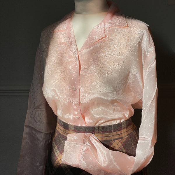 70s vintage style rose blouse