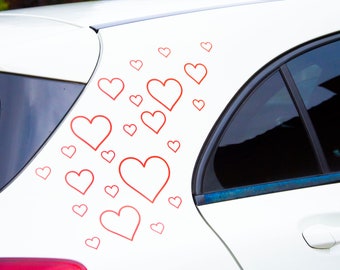 Heart Outline Car Sticker Set 24 pièces