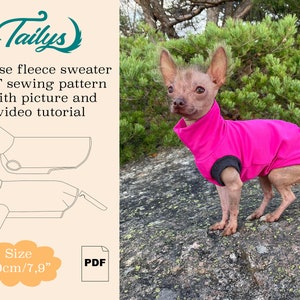 20cm/7,9inch Louise fleece sweater for your dog PDF Sewing pattern with written and video tutorial