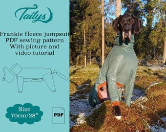 Mono polar Frankie de 70 cm/28 pulgadas para tu perro Patrón de costura en PDF con instrucciones escritas y videotutorial