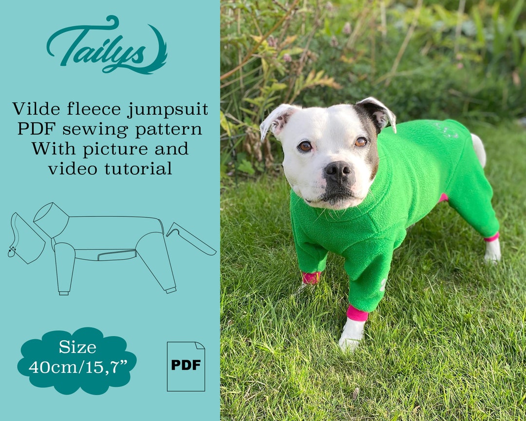 40cm/15,7inch Vilde Fleece Jumpsuit for Your Dog PDF Sewing Pattern