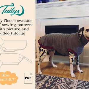 50cm/19,7inch Molly fleece sweater for your dog PDF Sewing pattern with written and video tutorial