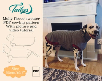 50cm/19,7inch Molly fleece sweater for your dog PDF Sewing pattern with written and video tutorial