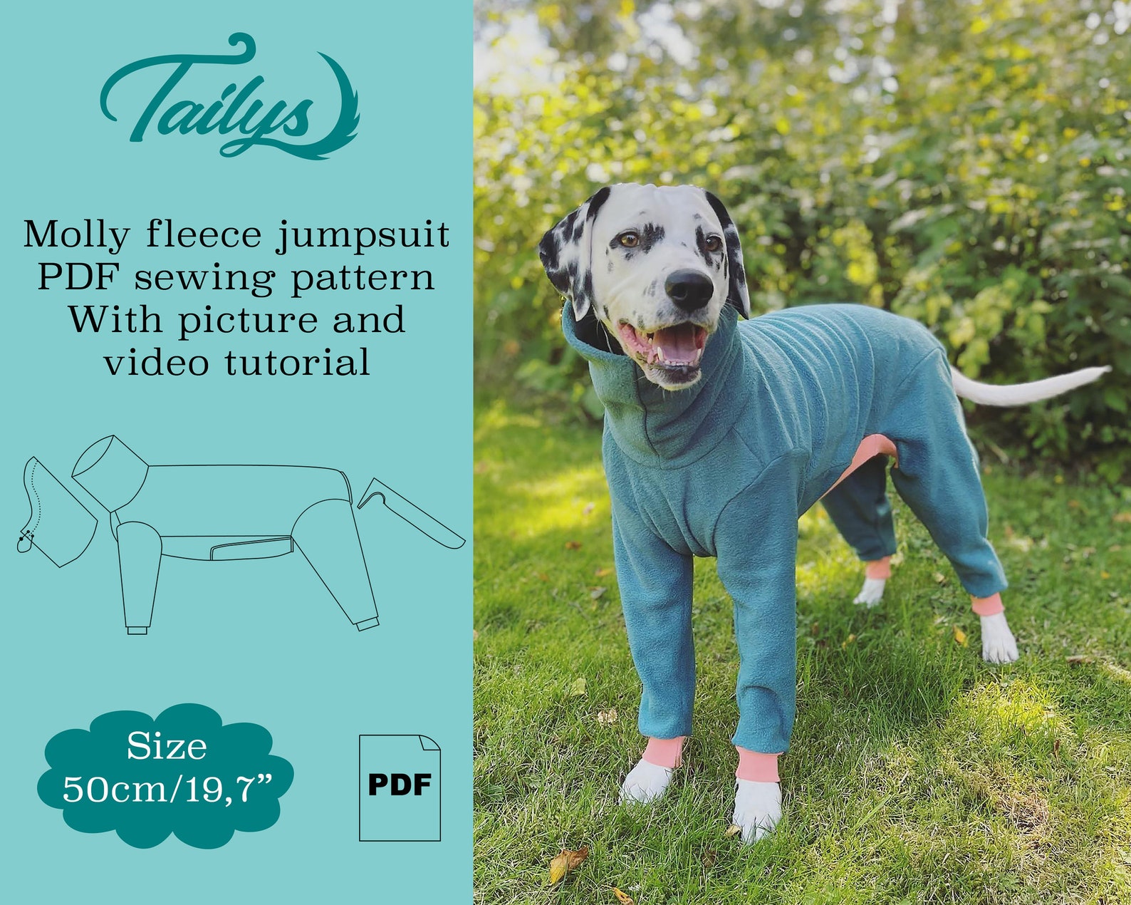 50cm/197inch Molly Fleece Jumpsuit for Your Dog PDF Sewing Etsy