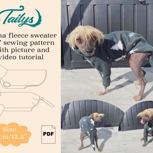 31cm/12,2inch Midna fleece sweater for your dog PDF Sewing pattern with written and video tutorial