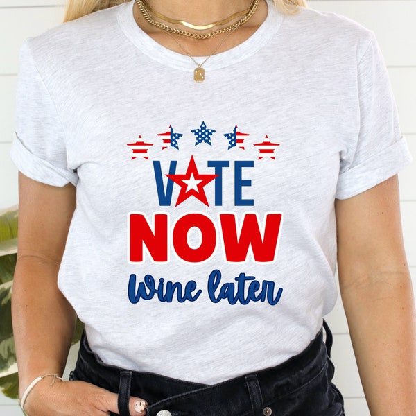 Vote Shirt für Frauen 2024 Lustiges Präsidentschaftswahl-Motivationsgeschenk-T-Shirt „Vote Now Wine Later“-T-Shirt „Democracy In Action Voting Rights“-T-Shirt