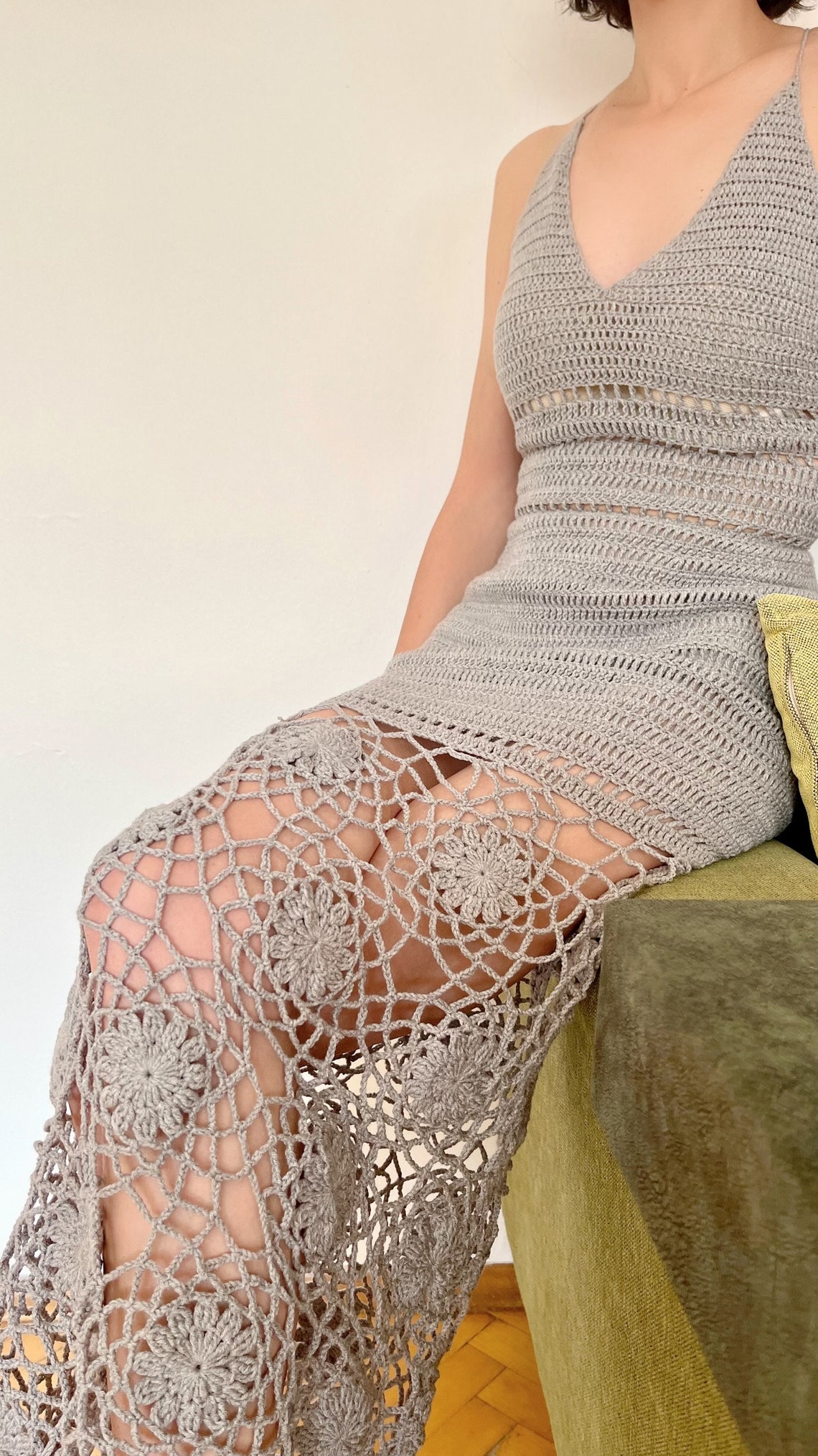 Sleeveless Crochet Knit Dress main image 0