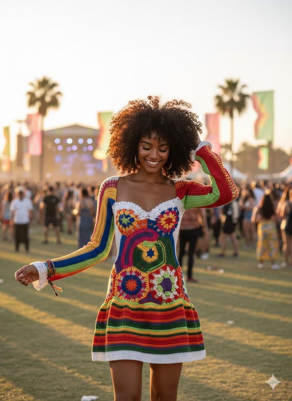 Hand-Knitted Cotton Summer Dress, Unique Colorful Beachwear for Women,  Handmade Sleeveless Beach Dress in Vibrant Tones