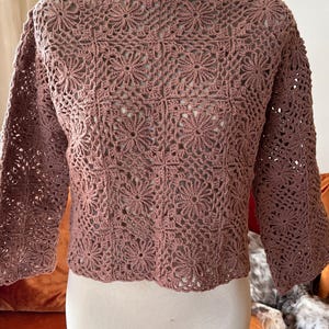 Crochet Blouse | Handmade Summer Top, Elegant Crochet Lace for Boho Style, Crochet Lace Top, Perfect for Beach Cover Up, Long Sleeve Blouse