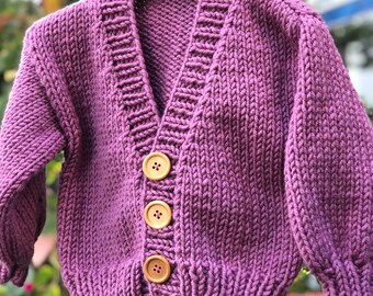 Cardigan unisexe fleuri en laine, cardigan tricoté pour enfants, cardigan en tricot épais, cardigan en laine - pull