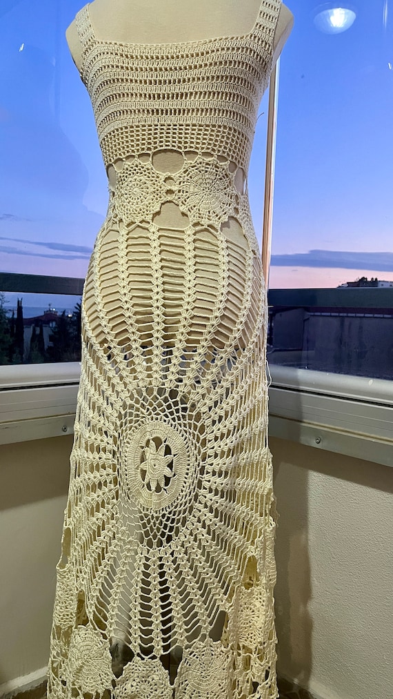 crochet dress amazon Dalton Backless Maxi long bell sleeves Crochet Kit - The Freia