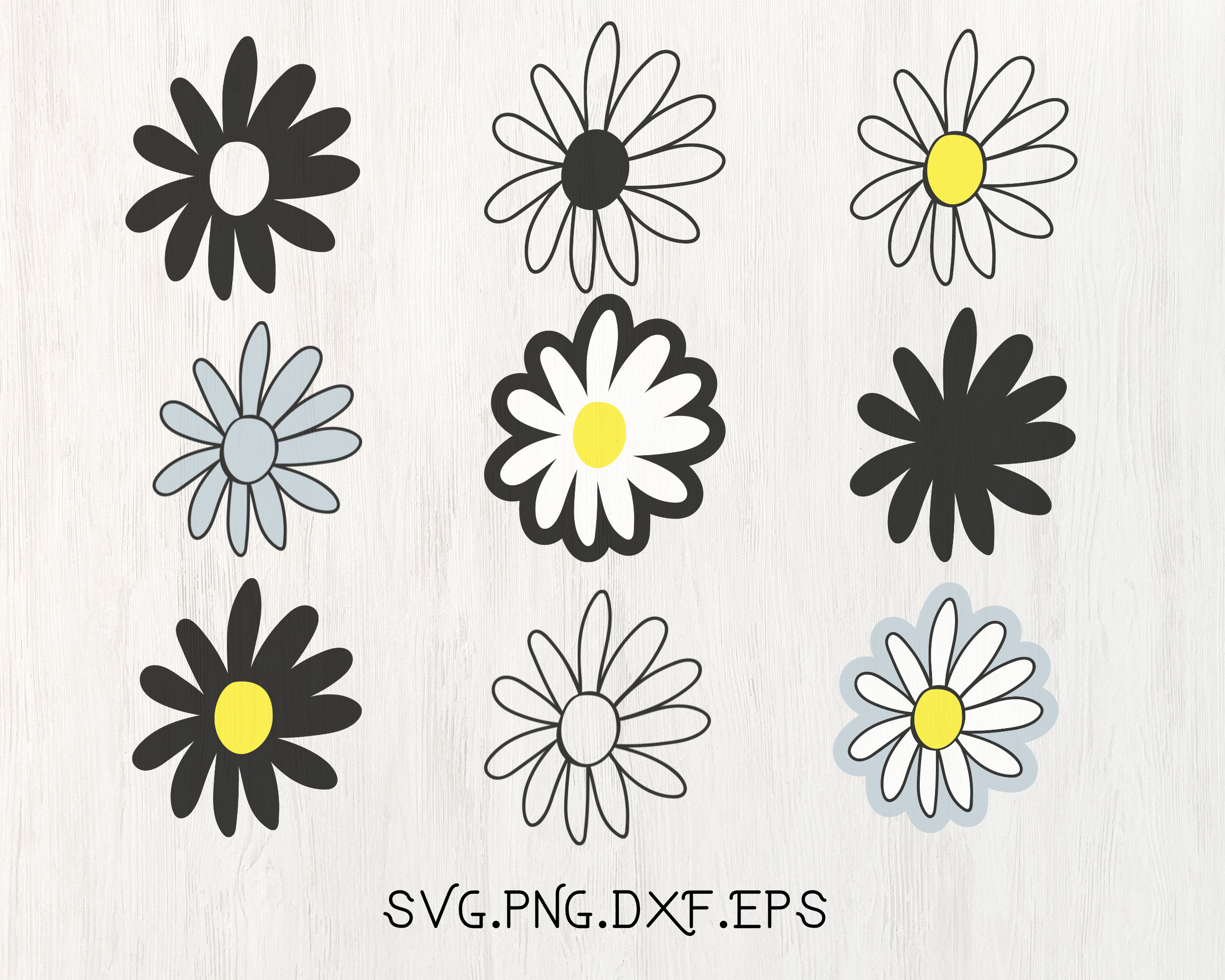 Daisy SVG Bundle, Flowers Svg Files, Daisy Flower Svg, Daisy Silhouette