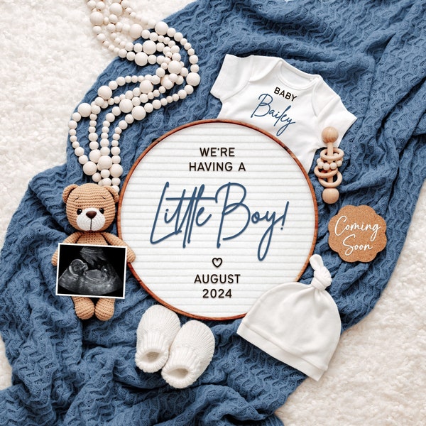 Little Boy Pregnancy Announcement Digital, Its A Boy Announcement Template for Social Media, Boy Gender Reveal Idea, Digital Download