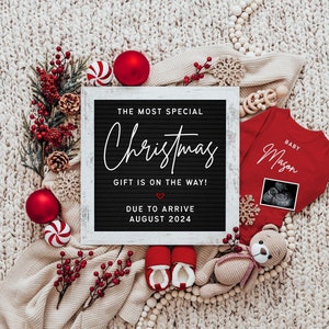 Kerst babyaankondiging digitaal, vakantie zwangerschap aankondiging sjabloon voor sociale media, meest speciale cadeau, digitale download