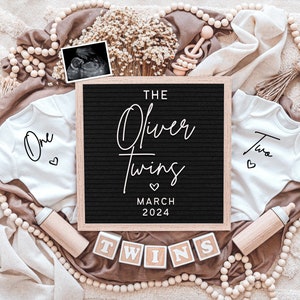 Twins Pregnancy Announcement Digital Personalized Template for Social Media Instagram & Facebook • Simple Twins Baby Announcement Digital