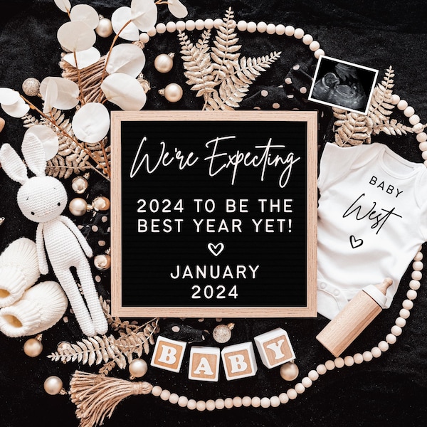 New Year Pregnancy Announcement Digital Template for Social Media Instagram & Facebook • New Year Baby Announcement • We're Expecting