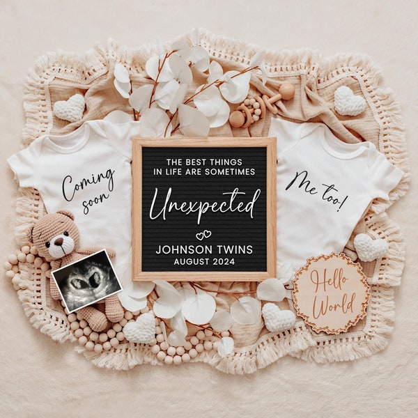 Unexpected Twin Pregnancy Announcement Digital, Twin Baby Announcement Editable Template for Social Media, Twins Reveal, Digital Download