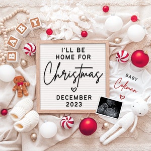 Christmas Pregnancy Announcement Editable Template for Social Media Instagram & Facebook • Christmas Baby Announcement • Holiday Pregnancy