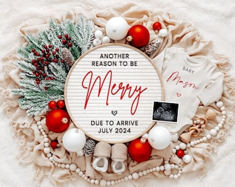 Christmas Pregnancy Announcement Digital, Holiday Baby Announcement Template for Social Media, To Be Merry, Digital Download