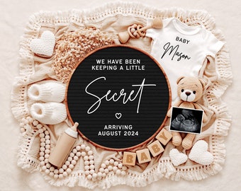 Little Secret Pregnancy Announcement Digital, Little Secret Baby Announcement Template for Social Media, Baby Reveal, Digital Download