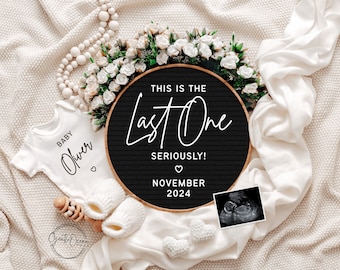 Last Pregnancy Announcement Digital, The Grand Finale Announcement Editable Template for Social Media, Pregnancy Reveal, Floral, Minimalist