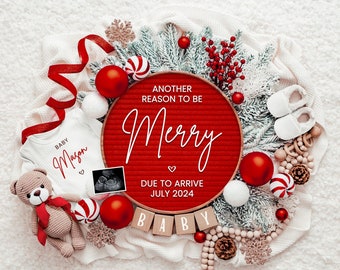 Christmas Pregnancy Announcement Digital, Holiday Baby Announcement Template for Social Media, Digital Download, Another Reason To Be Merry