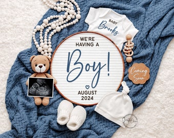 Boho Baby Boy Announcement: Social Media Pregnancy Reveal (Digital)
