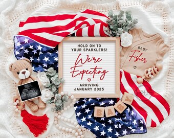 Patriotic Pregnancy Announcement: 4th of July Baby Reveal (Digital)