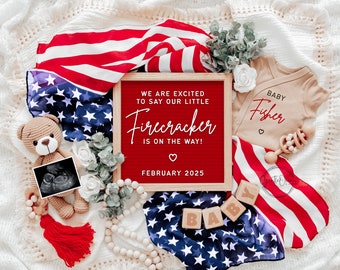 Fourth of July Pregnancy Announcement: Patriotic Baby Reveal (Digital)