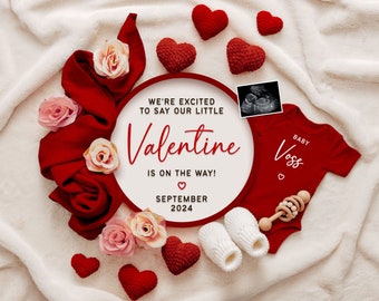 Valentine's Day Baby Announcement Digital, Pregnancy Announcement Template for Social Media, Baby Reveal Idea, Digital Download