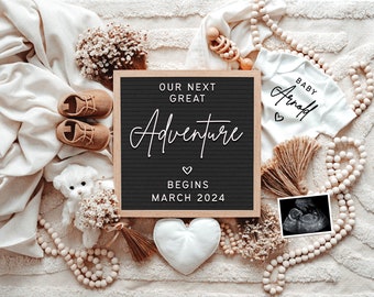 Digital Pregnancy Announcement for Social Media Instagram & Facebook • Baby Announcement Editable Template • Our Next Great Adventure