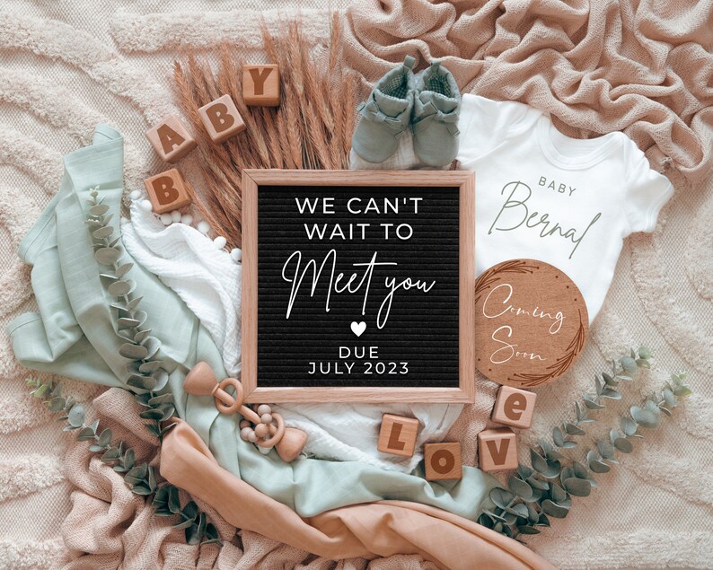 Digital Pregnancy Announcement Neutral Boho Baby Announcement Etsy