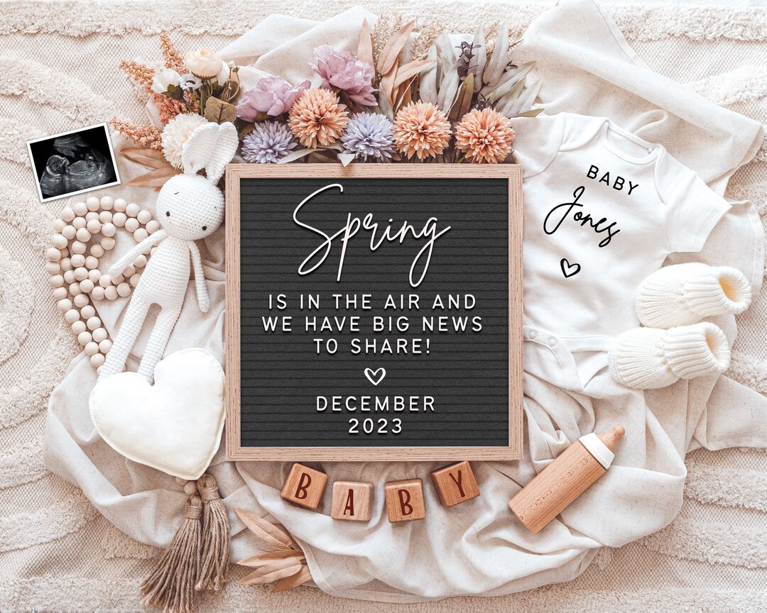 Spring Pregnancy Announcement Digital Editable Template for - Etsy