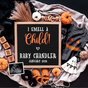Halloween Pregnancy Announcement Digital for Social Media Instagram & Facebook • Halloween Baby Announcement Digital • I Smell a Child