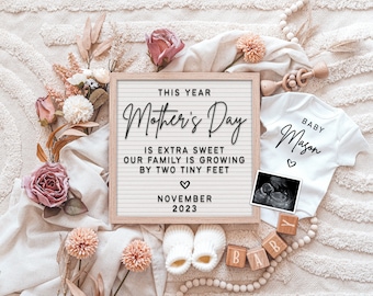 Mother's Day Pregnancy Announcement Digital Editable Template for Social Media Instagram & Facebook • Mother's Day Baby Announcement
