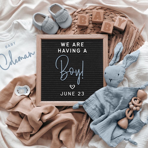 Baby Boy Announcement Digital Boho Boy Digital Pregnancy Etsy
