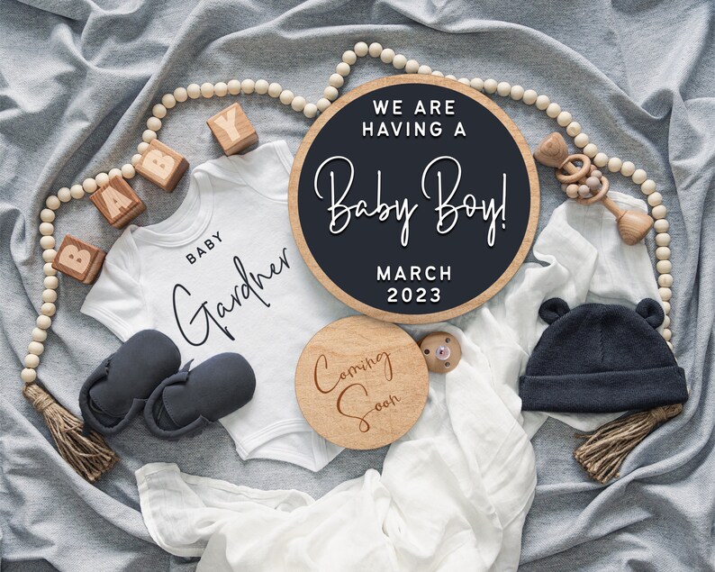 Baby Boy Pregnancy Announcement Digital Baby Boy Announcement Etsy