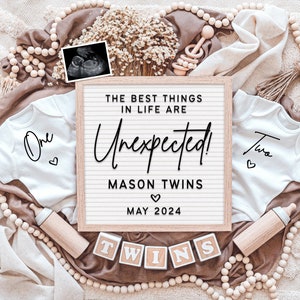 Digital Twin Baby Announcement for Social Media Instagram & Facebook • Twin Pregnancy Announcement Digital Editable Template • Twins Reveal