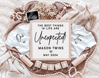 Digital Twin Baby Announcement for Social Media Instagram & Facebook • Twin Pregnancy Announcement Digital Editable Template • Twins Reveal