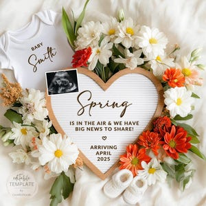 Floral Spring Baby Announcement: Pregnancy Reveal (Digital Download)