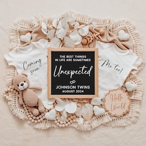 Unexpected Twin Pregnancy Announcement Digital, Twin Baby Announcement Editable Template for Social Media, Twins Reveal, Digital Download image 2