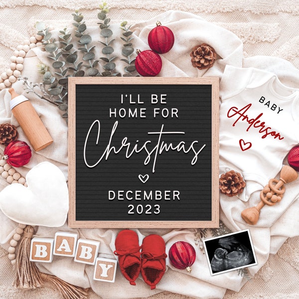 Christmas Pregnancy Announcement Editable Template for Social Media Instagram & Facebook • Christmas Baby Announcement • Holiday Pregnancy