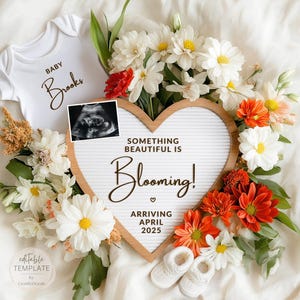 Floral Spring Baby Announcement: Pregnancy Reveal Template (Digital)