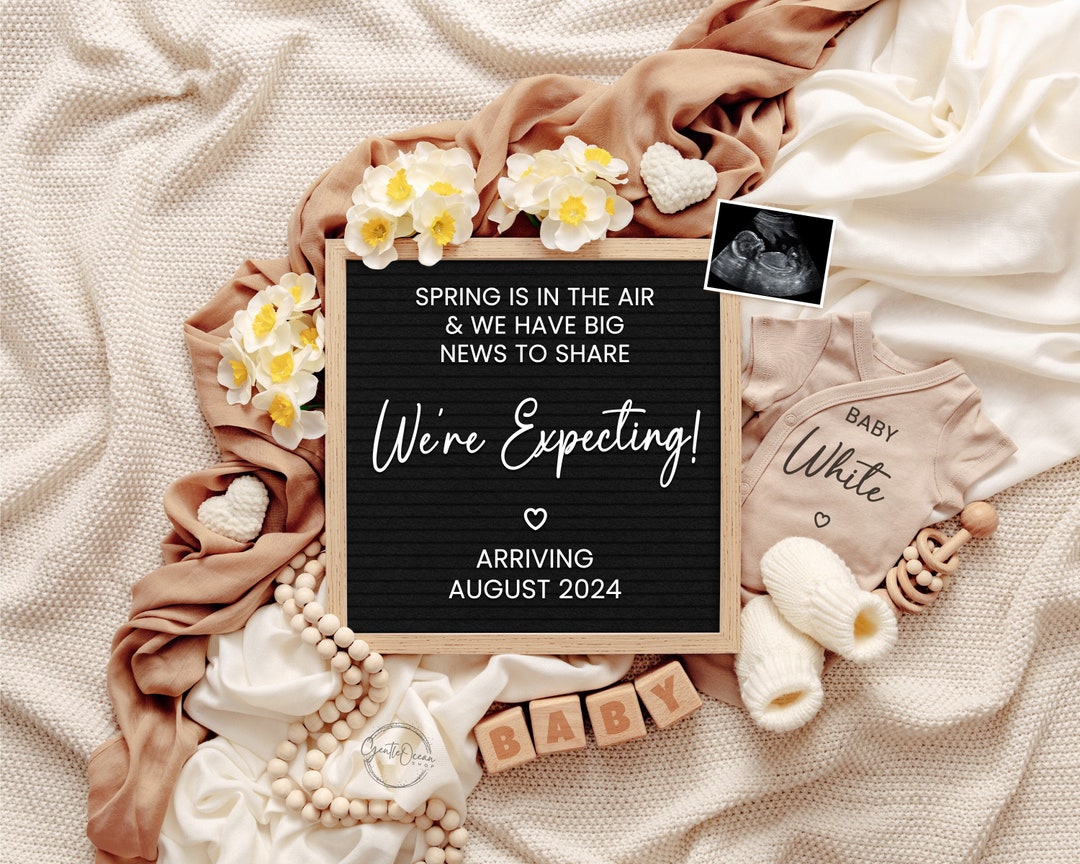 Spring Pregnancy Announcement Digital, We're Expecting Baby