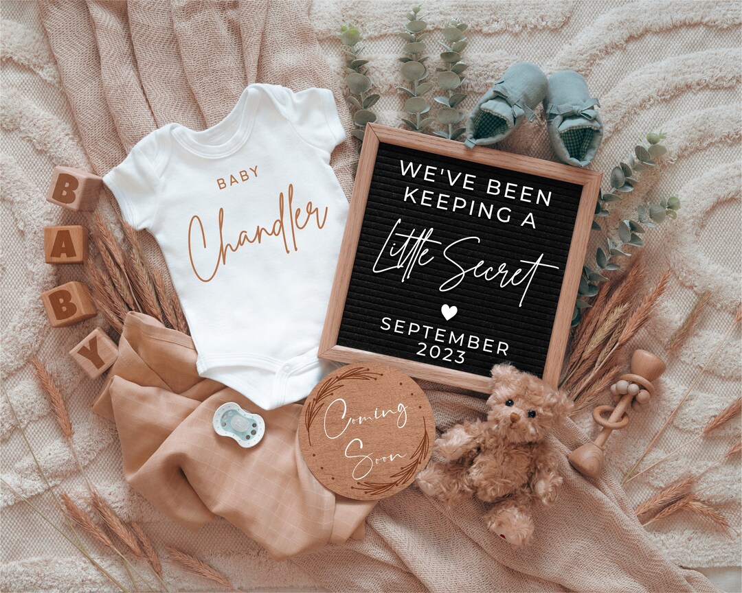 Baby Announcement Digital Neutral Boho, Digital Pregnancy Announcement ...