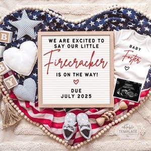 Fourth of July Pregnancy Announcement Digital for Social Media Instagram & Facebook • 4th of July Baby Announcement • Little Firecracker
