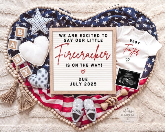 Fourth of July Baby Announcement: Little Firecracker - Social Media (Digital)