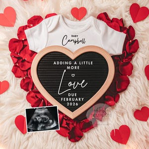 Valentine&#39;s Day Pregnancy Announcement: Editable Social Media Baby Reveal (Digital Template)