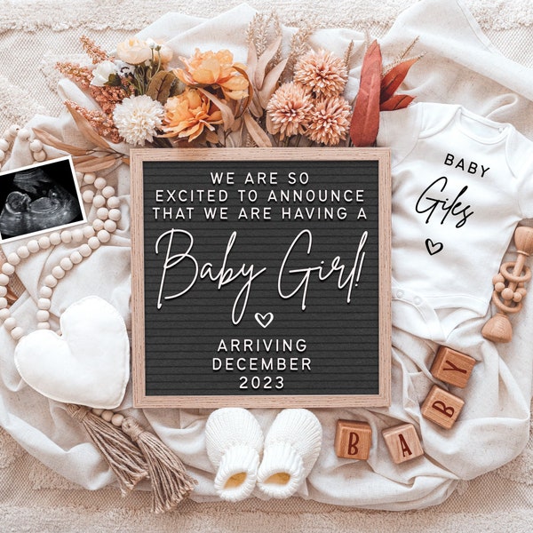 Girl Pregnancy Announcement Digital Editable Template for Social Media Instagram & Facebook • Baby Girl Announcement • We're Having a Girl