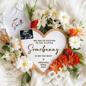 Easter Baby Announcement: Somebunny Spring Floral Pregnancy Reveal (Digital)